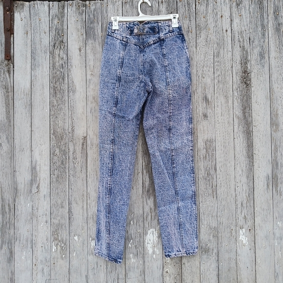 Vintage Lee 90s Stone Wash Jeans Women's Sz 26 High Rise Tapered Leg V Front - Picture 4 of 5